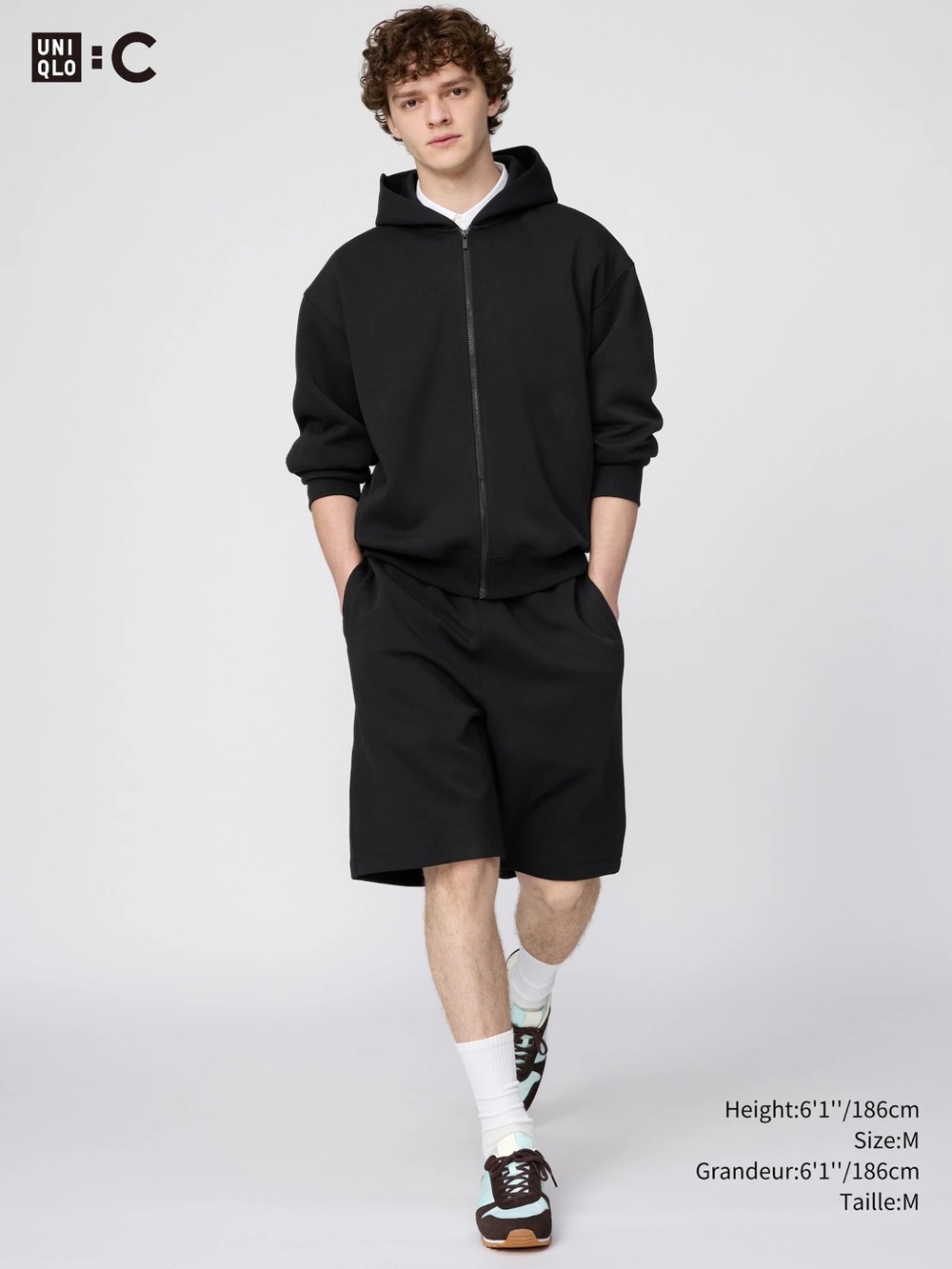 Uniqlo unisex black sweat wide shorts